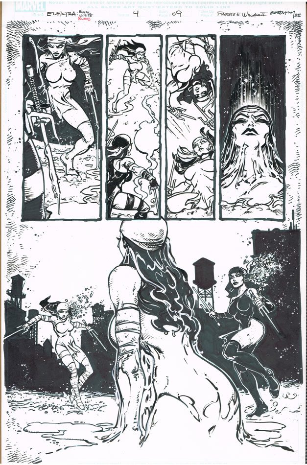 Comic Strip of Black and white Elektra Art
