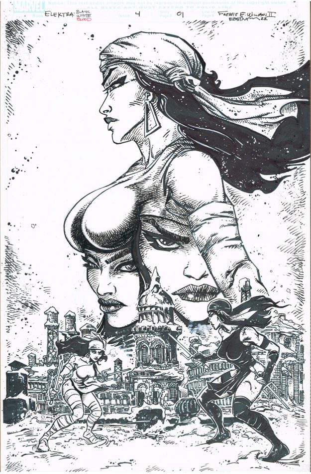 Elektra New Origin Black and White Comic