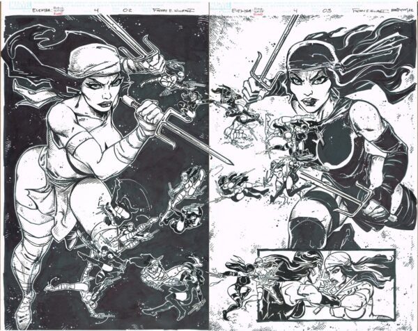 Two Elektra Black and White Comic Covers