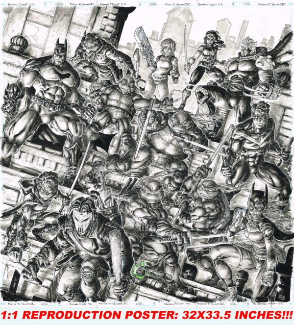 BATMAN/ NINJA TURTLES <br> HUGE POSTER!!! <br> 32x33.5 inches!!!