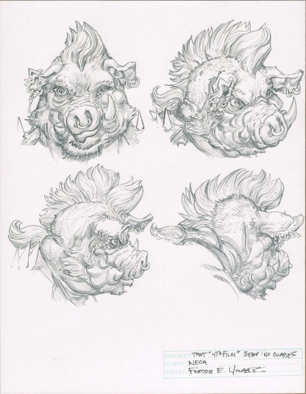 "1990 Movie" BEBOP<br>NECA Pencil HEAD design / study <br>8.5x11