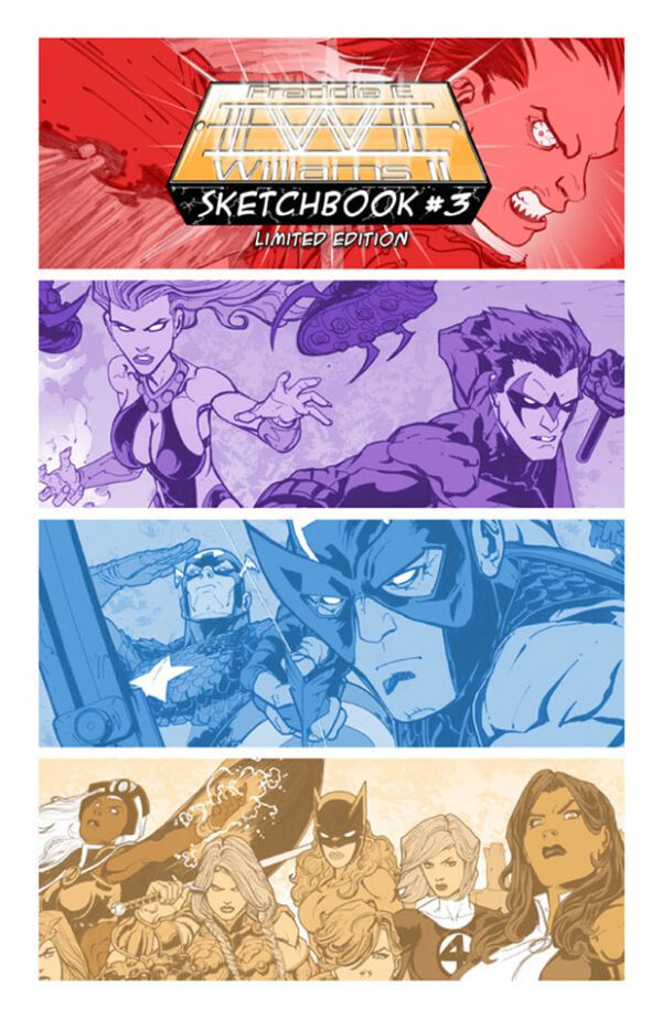 Limited edition sketchbook of colorful superheroes
