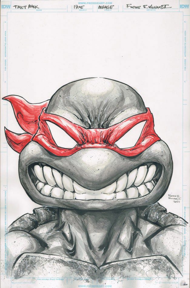 Angry Teenage Mutant Ninja Turtle with red mask