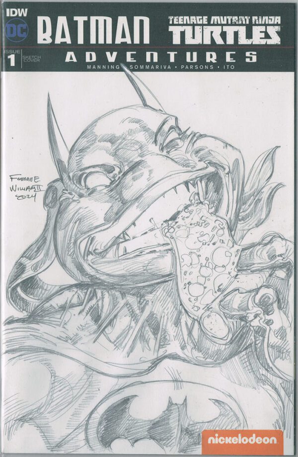 Bat-Mikey Pencil Head Sketch on Batman TMNT Adventures Blank