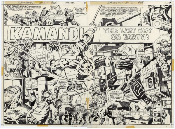 Kamandi/TMNT<br>Pitch Art<br>Issue 28 Pages 08-09 Homage<br>Pencil Study<br>21x17 - Image 2