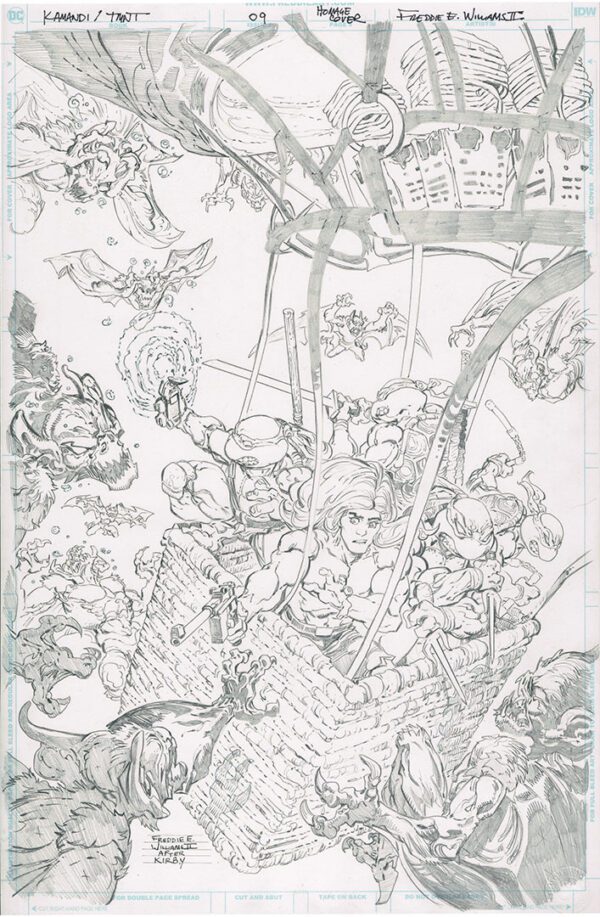 Kamandi/TMNT<br>Pitch Art<br>Issue 09 Cover Homage<br>Pencil Study<br>11x17