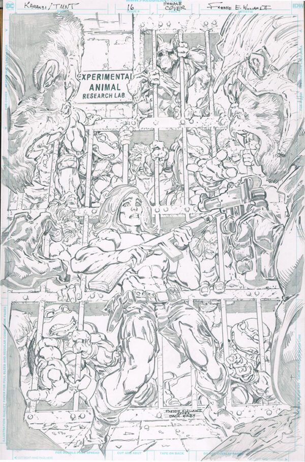 Kamandi/TMNT<br>Pitch Art<br>Issue 16 Cover Homage<br>Pencil Study<br>11x17