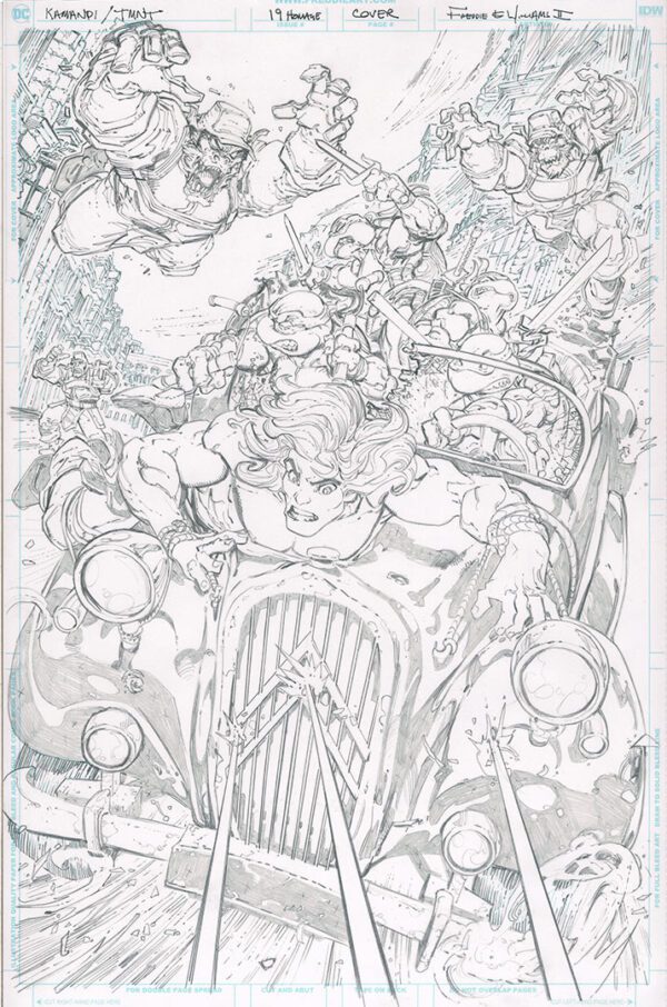 Kamandi/TMNT<br>Pitch Art<br>Issue 19 Cover Homage<br>Pencil Study<br>11x17