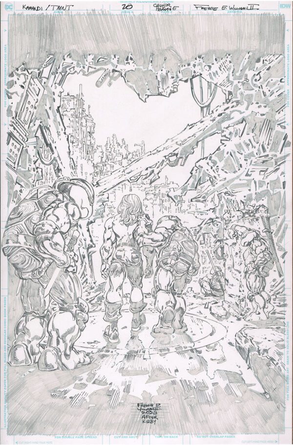 Kamandi/TMNT<br>Pitch Art<br>Issue 20 Cover Homage<br>Pencil Study<br>11x17