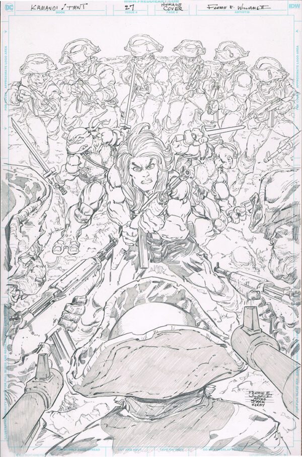 Kamandi/TMNT<br>Pitch Art<br>Issue 27 Cover Homage<br>Pencil Study<br>11x17