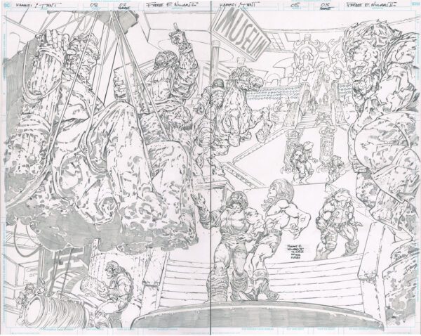 Kamandi/TMNT<br>Pitch Art<br>Issue 08 Pages 02-03 Homage<br>Pencil Study<br>21x17