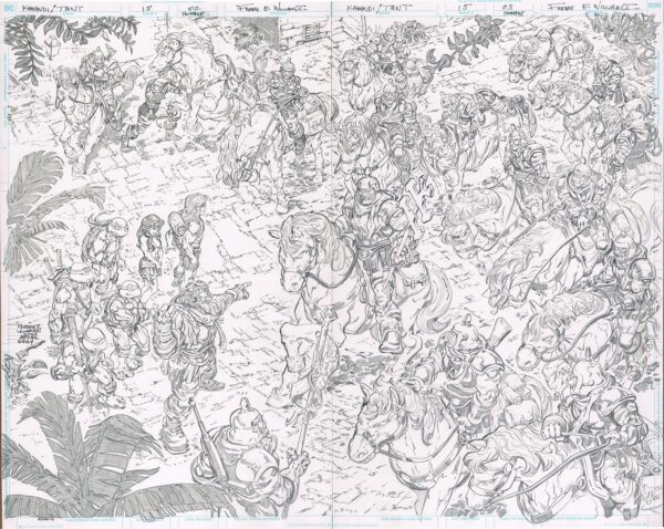 Kamandi/TMNT<br>Pitch Art<br>Issue 15 Pages 02-03 Homage<br>Pencil Study<br>21x17