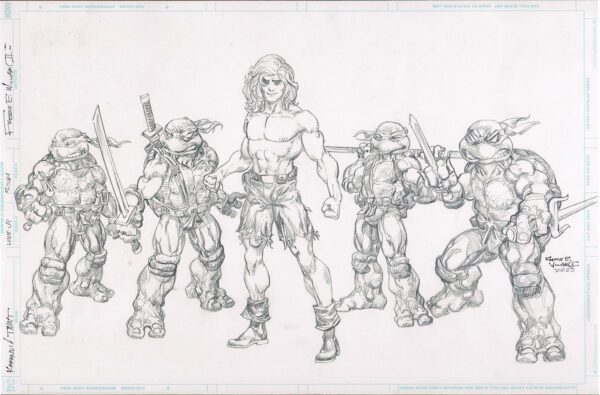 Kamandi/TMNT<br>Pitch Art<br>Heroes Lineup<br>Pencil Study<br>17x11