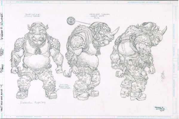 "1990 Movie" ROCKSTEADY<br>NECA Pencil design / study <br>17x11 (Copy)