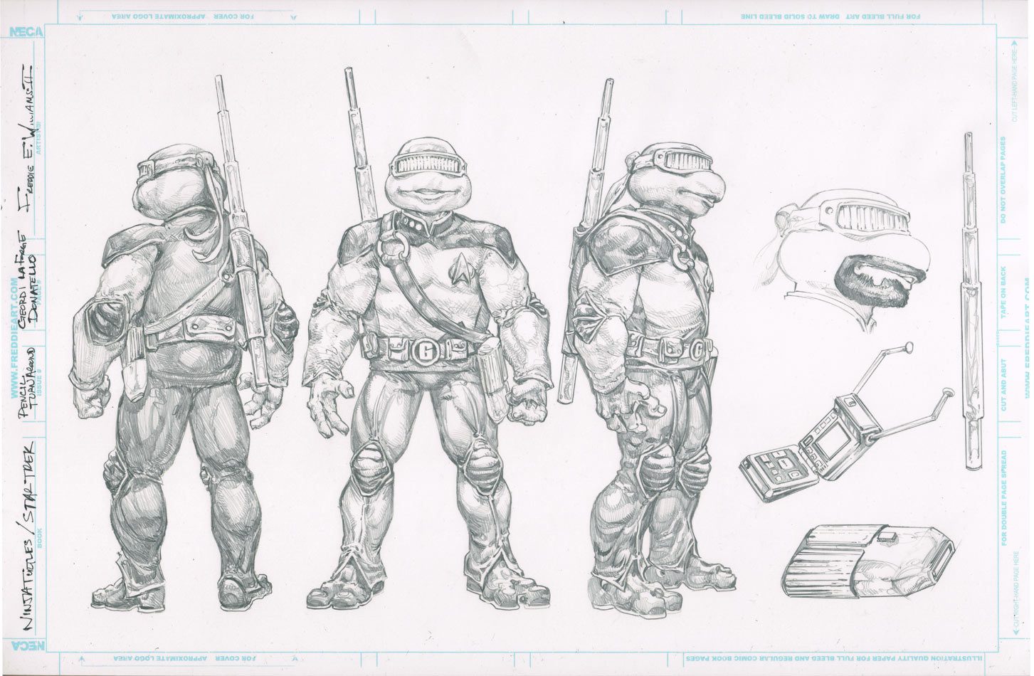 TMNT / Star Trek TNG<br>Geordi La Forge (Donatello)<br>NECA Pencil design / study <br>17x11