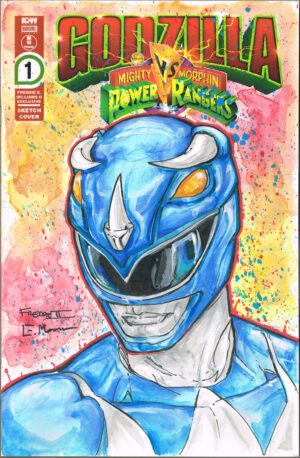 Blue Ranger<br>Watercolor Sketch<br>Limited Ed. Godzilla vs Power Rangers<br>Blank