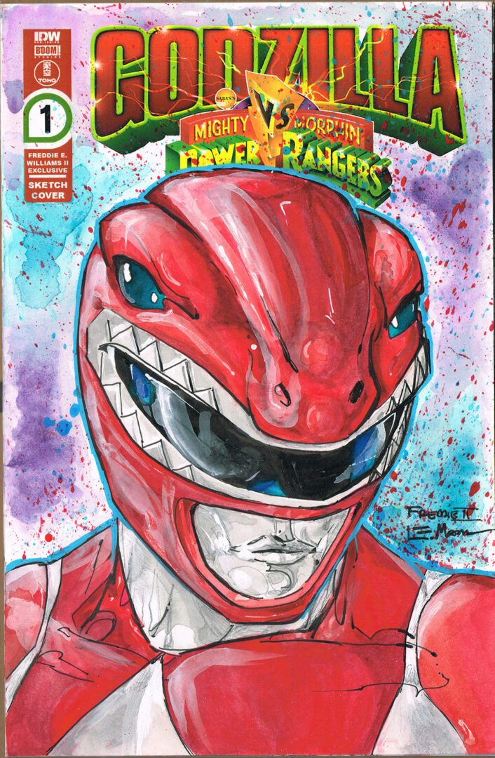 Red Ranger<br>Watercolor Sketch<br>Limited Ed. Godzilla vs Power Rangers<br>Blank